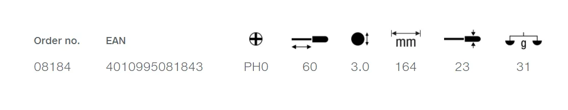 Wiha SoftFinish® ESD Phillips Screwdriver   PH0 x 60mm