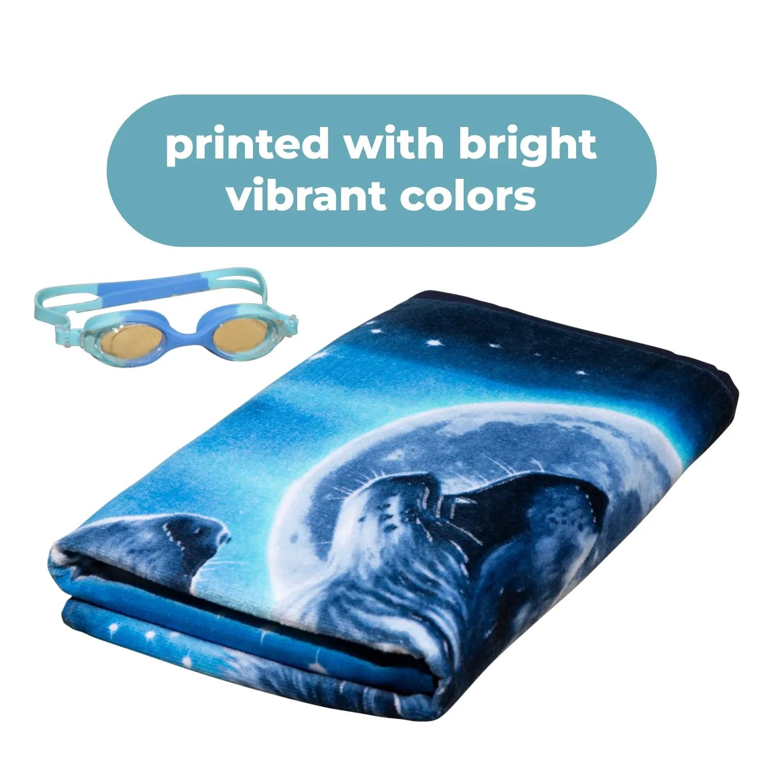 Wolves Howling Moon Cotton Beach Towel