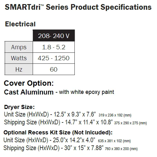 WORLD DRYER® K4-976P SMARTdri® Plus (208V-240V) ***DISCONTINUED***  No Longer Available in CAST IRON - Please see WORLD K4-974P2 (208V-240V)