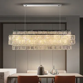 YLK Ageese - Modern Gold/Chrome Chandelier Rectangle Crystal Light