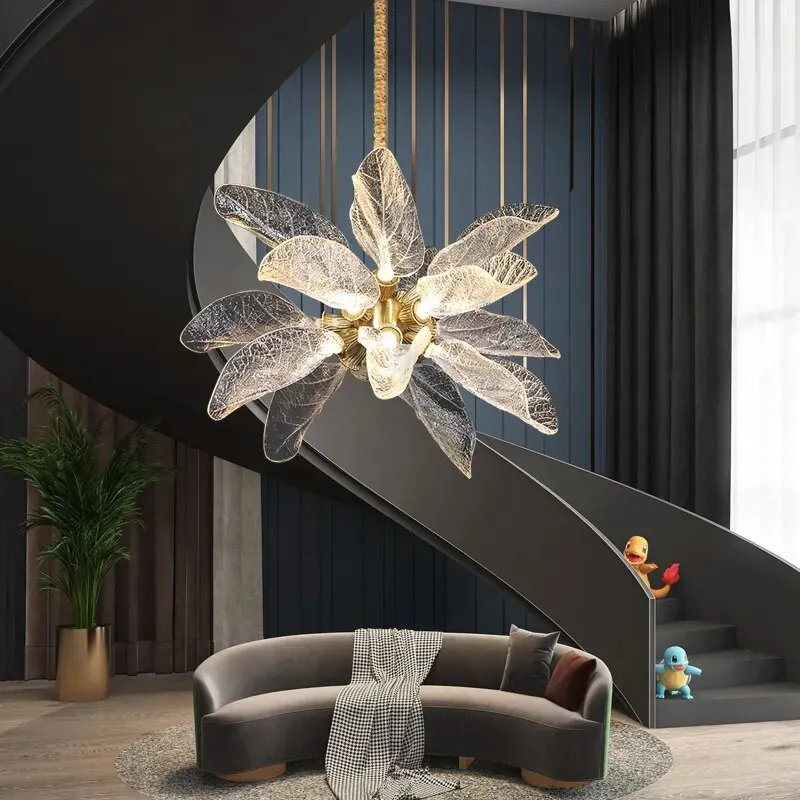 YLK Big-Leaves Black / Gold Creative design LED chandelier hanging light fixture