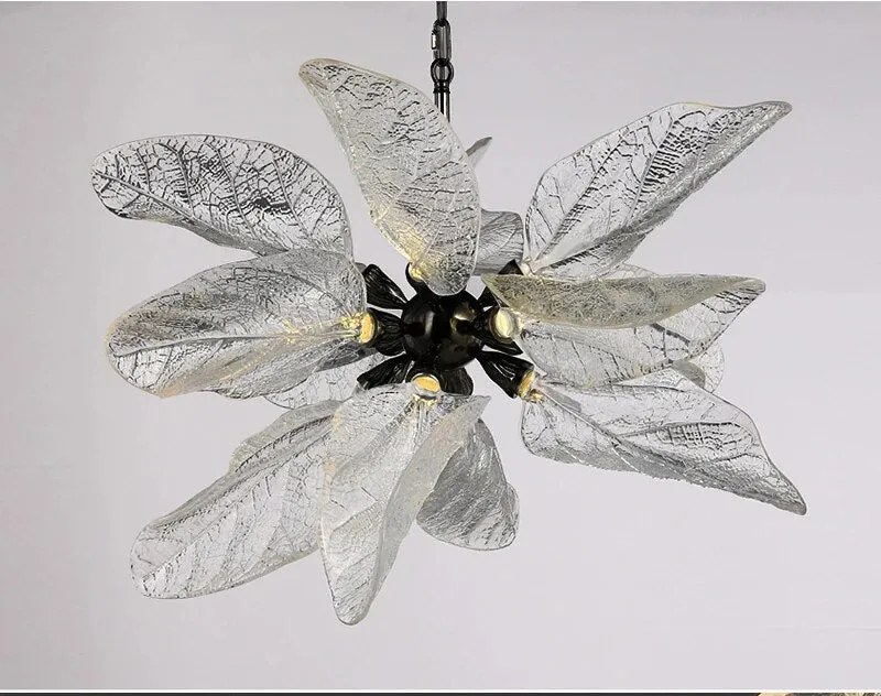 YLK Big-Leaves Black / Gold Creative design LED chandelier hanging light fixture