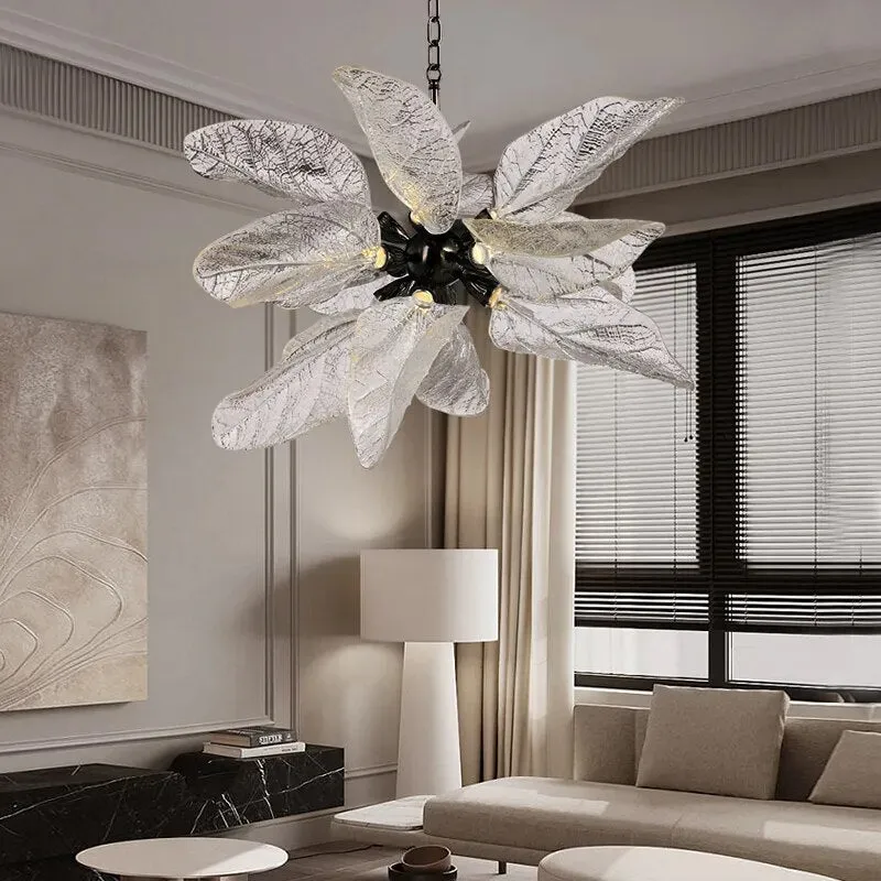 YLK Big-Leaves Black / Gold Creative design LED chandelier hanging light fixture