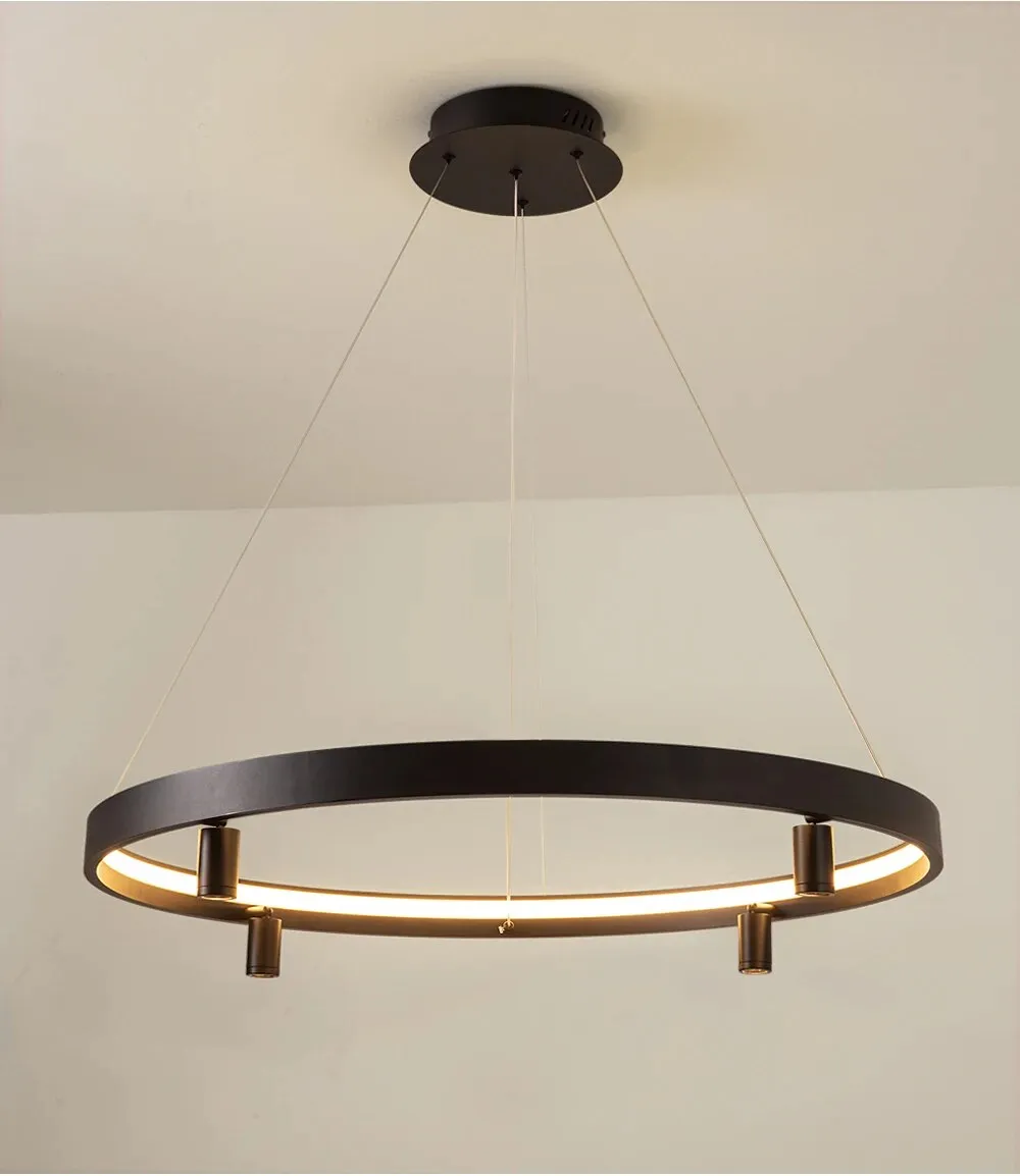 YLK Black/Gold Ring Design with spotlight hanging chandelier