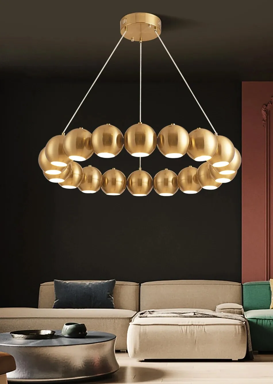 YLK Joint-Balls Rounded Ring Design Modern LED Hanging Chandelier