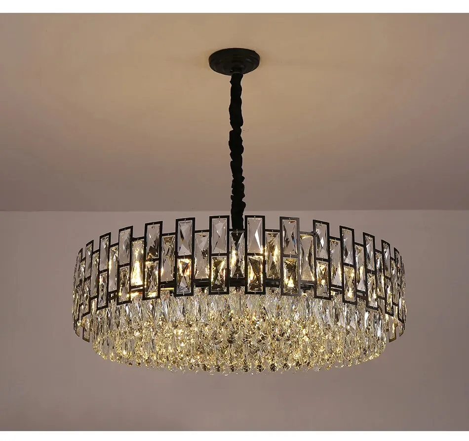 YLK Luxee Crystal Chandelier Black Large Round Design Hang Led Lighting Fixture