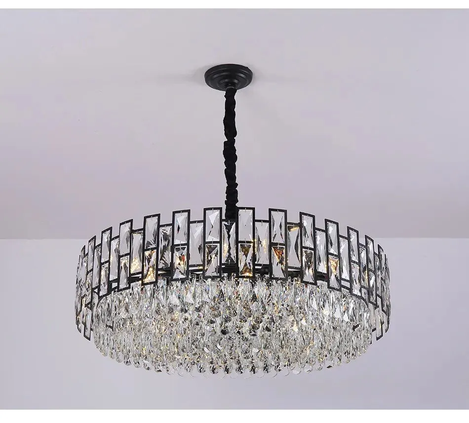 YLK Luxee Crystal Chandelier Black Large Round Design Hang Led Lighting Fixture