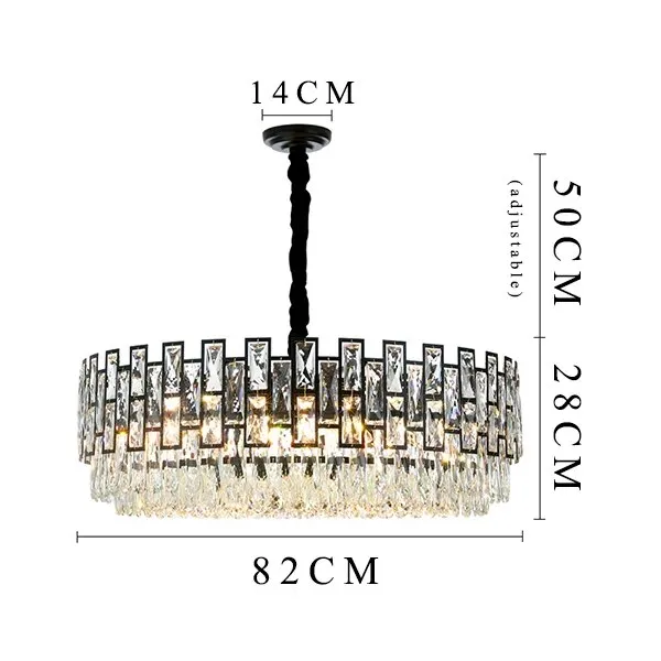 YLK Luxee Crystal Chandelier Black Large Round Design Hang Led Lighting Fixture