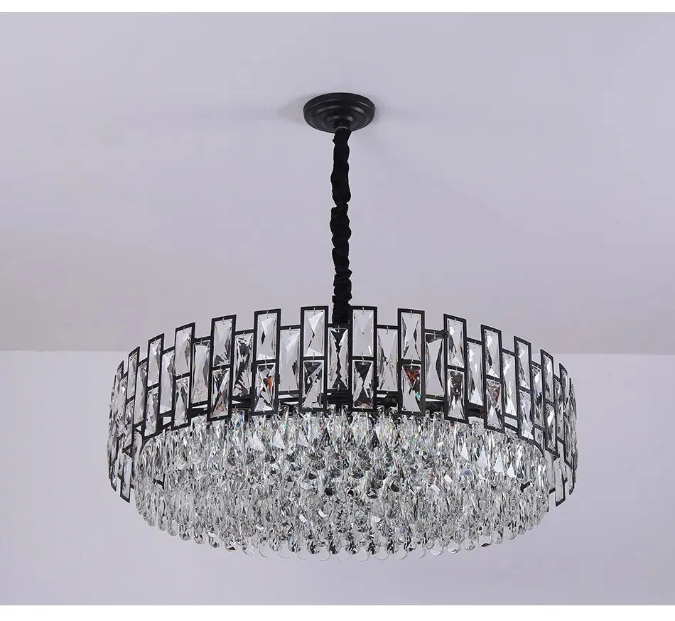 YLK Luxee Crystal Chandelier Black Large Round Design Hang Led Lighting Fixture