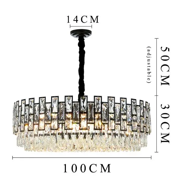 YLK Luxee Crystal Chandelier Black Large Round Design Hang Led Lighting Fixture