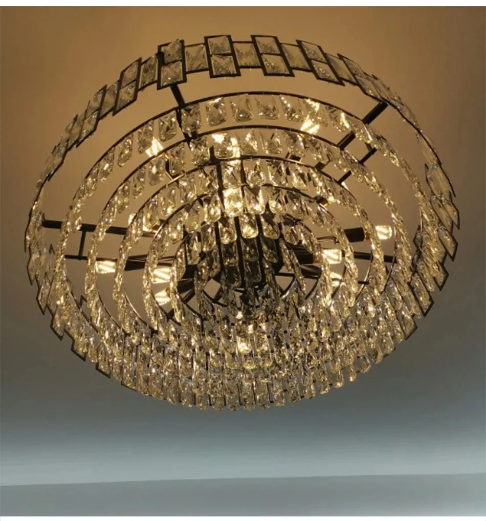 YLK Luxee oval design black body crystal island LED hanging light fixture