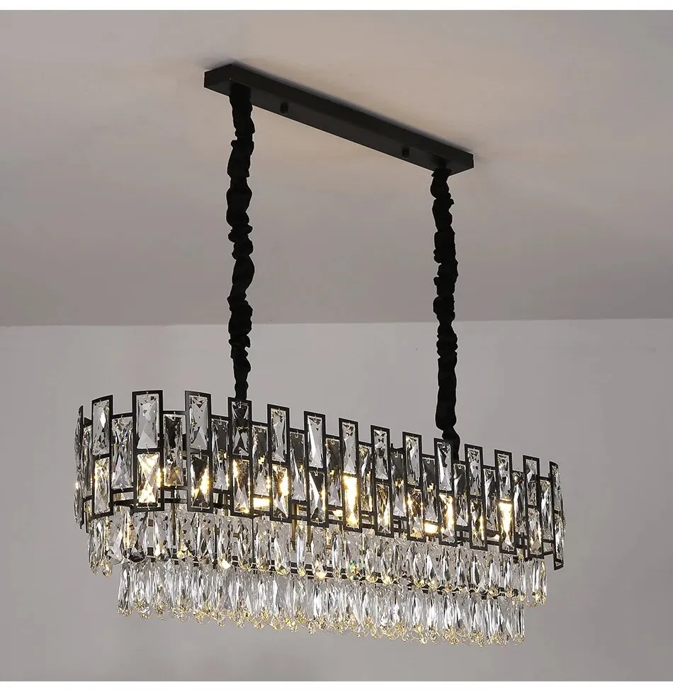 YLK Luxee oval design black body crystal island LED hanging light fixture