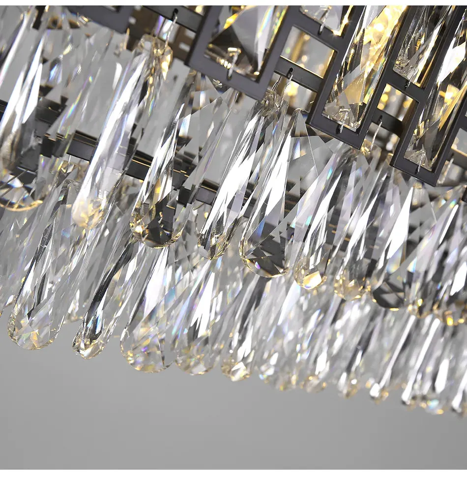 YLK Luxee oval design black body crystal island LED hanging light fixture