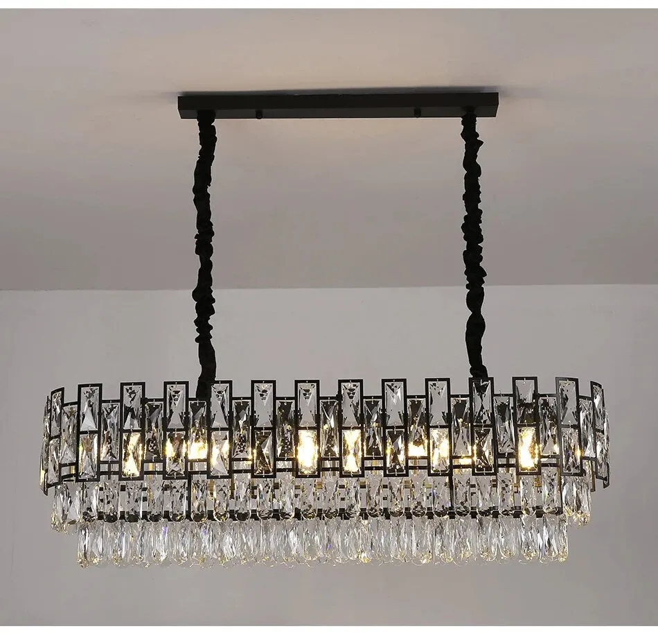 YLK Luxee oval design black body crystal island LED hanging light fixture