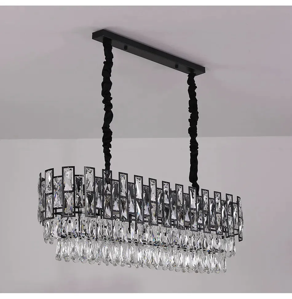 YLK Luxee oval design black body crystal island LED hanging light fixture