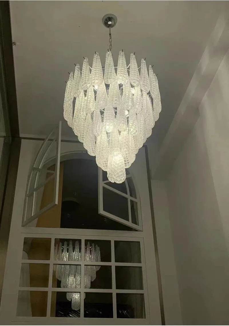 YLK Murano White Glass Chandelier Italian Design