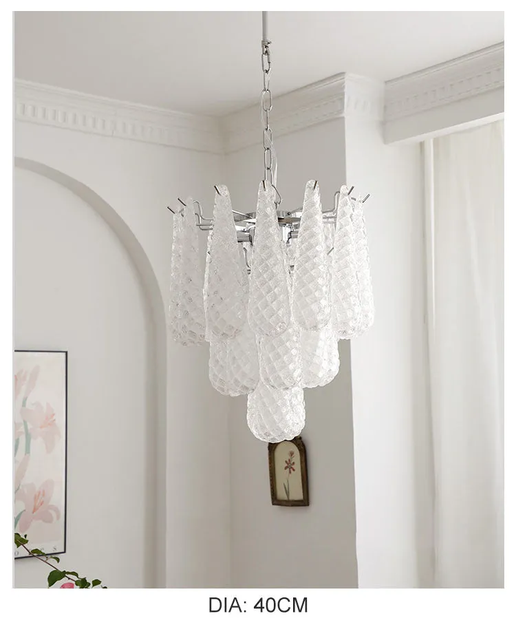 YLK Murano White Glass Chandelier Italian Design