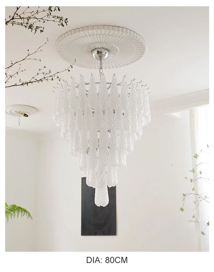 YLK Murano White Glass Chandelier Italian Design