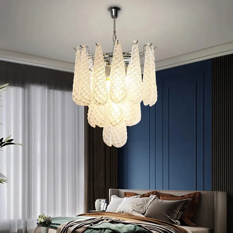 YLK Murano White Glass Chandelier Italian Design