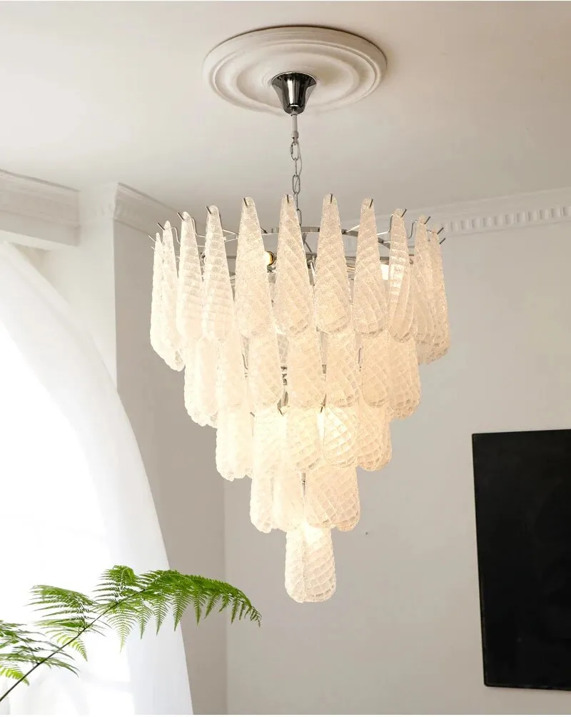 YLK Murano White Glass Chandelier Italian Design