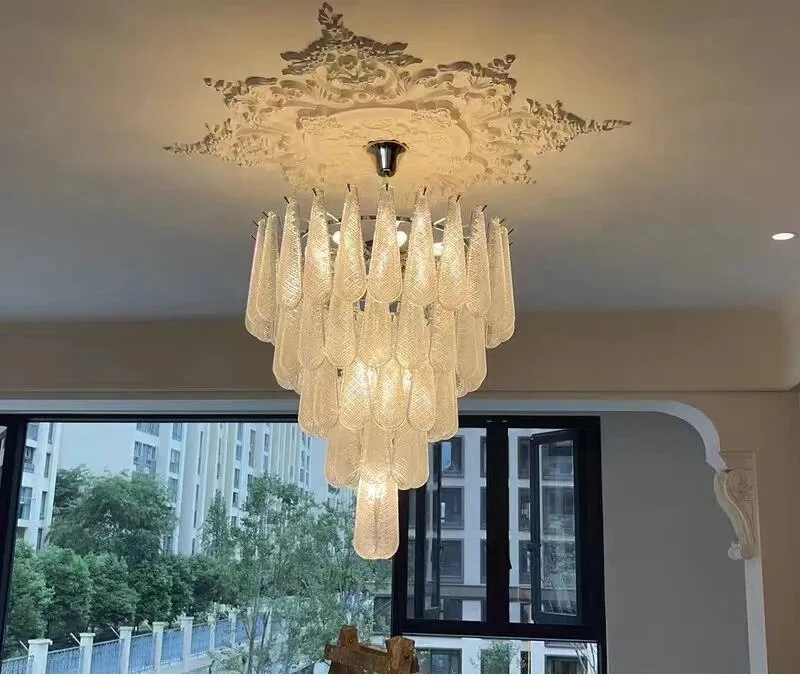 YLK Murano White Glass Chandelier Italian Design