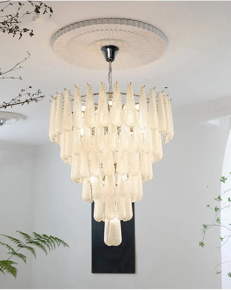 YLK Murano White Glass Chandelier Italian Design