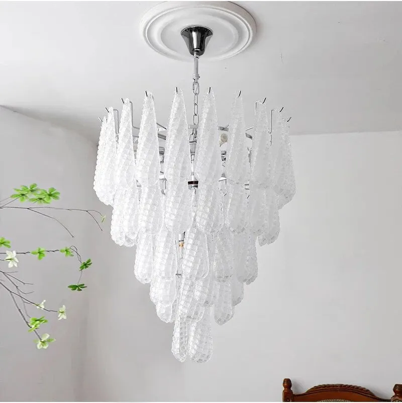 YLK Murano White Glass Chandelier Italian Design