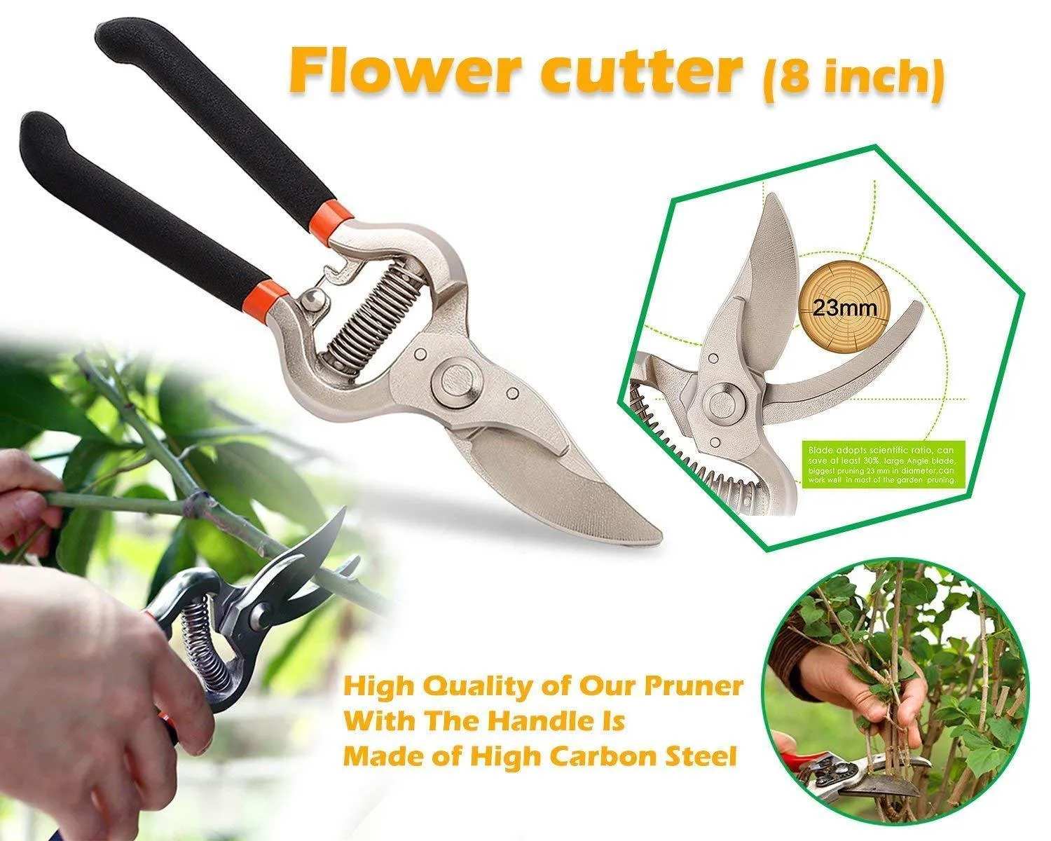 Your Brand Garden Combo - Garden Shears Pruners Scissor (8-inch) & Hand Weeder Straight