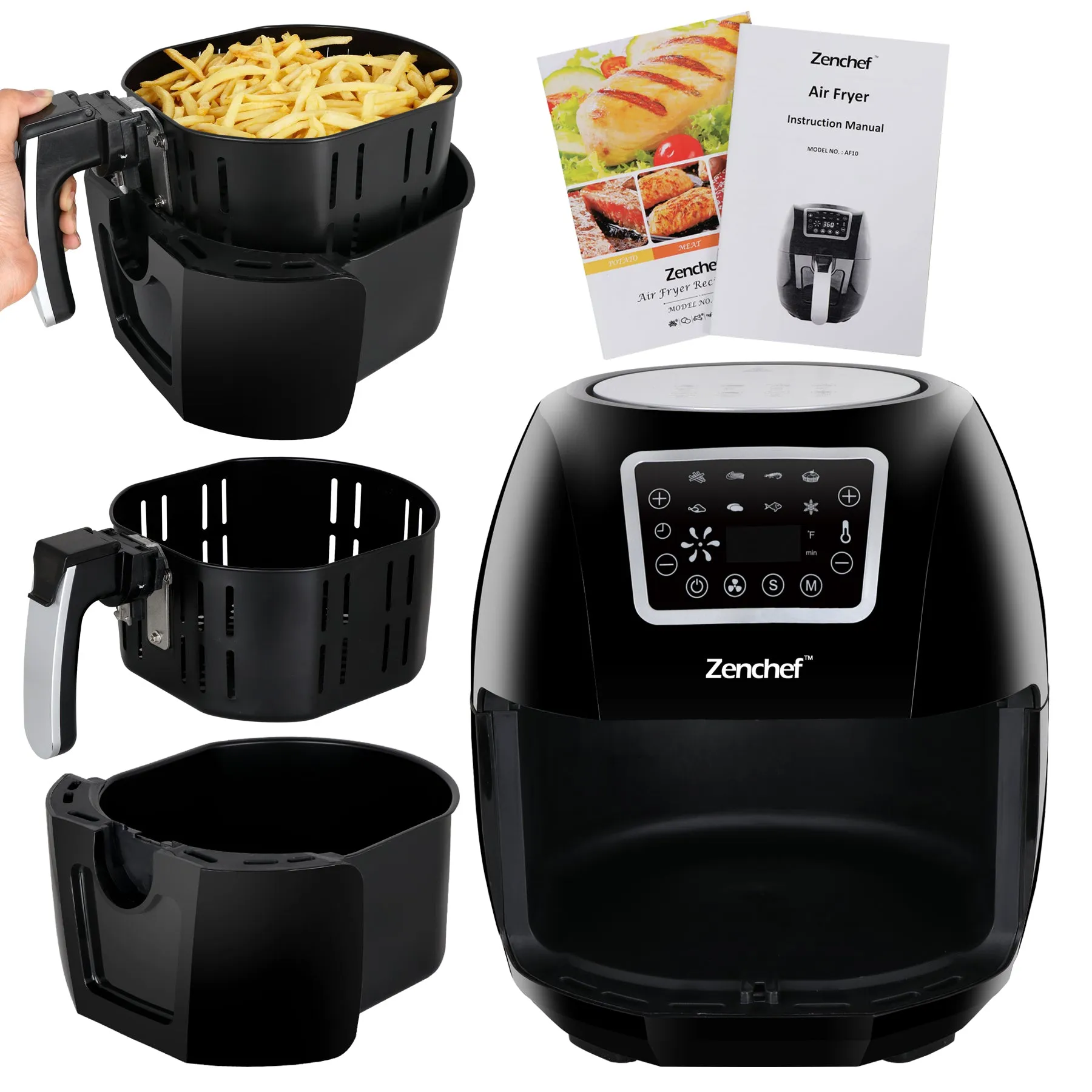 ZENY™Electric Air Fryer 1800W 5.8QT Cooking Tool For Healthy Oil Free Cooking w/Dishwasher Safe Parts  (#06)